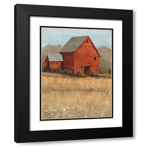 Red Barn View II Black Modern Wood Framed Art Print with Double Matting by OToole, Tim