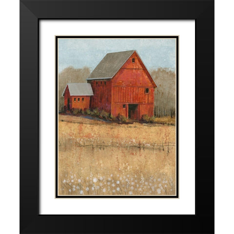 Red Barn View II Black Modern Wood Framed Art Print with Double Matting by OToole, Tim