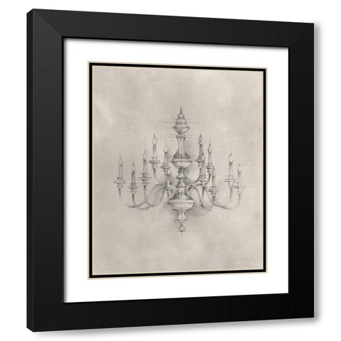 Chandelier Schematic I Black Modern Wood Framed Art Print with Double Matting by Harper, Ethan