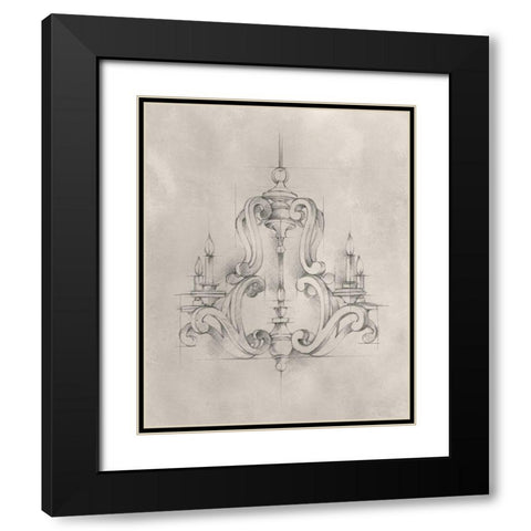 Chandelier Schematic II Black Modern Wood Framed Art Print with Double Matting by Harper, Ethan