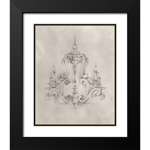Chandelier Schematic II Black Modern Wood Framed Art Print with Double Matting by Harper, Ethan