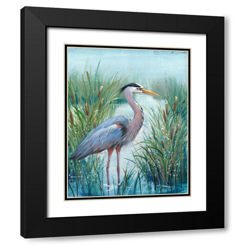 Marsh Heron I Black Modern Wood Framed Art Print with Double Matting by OToole, Tim