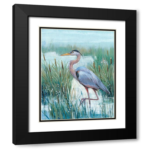 Marsh Heron II Black Modern Wood Framed Art Print with Double Matting by OToole, Tim