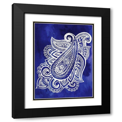 Indigo Paisley I Black Modern Wood Framed Art Print with Double Matting by Parker, Jennifer Paxton