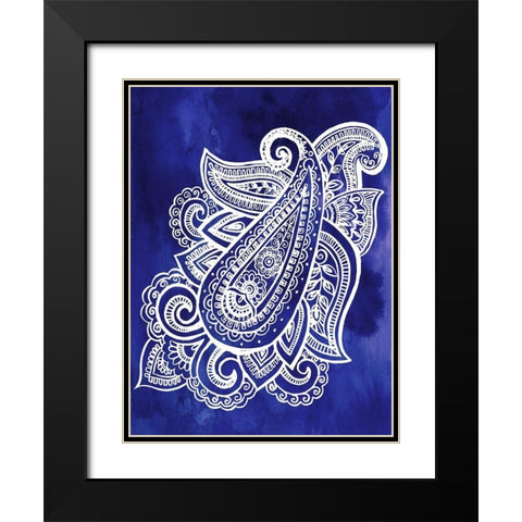 Indigo Paisley I Black Modern Wood Framed Art Print with Double Matting by Parker, Jennifer Paxton
