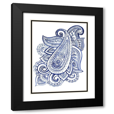 Indigo Paisley III Black Modern Wood Framed Art Print with Double Matting by Parker, Jennifer Paxton