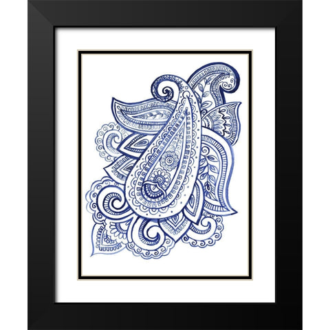 Indigo Paisley III Black Modern Wood Framed Art Print with Double Matting by Parker, Jennifer Paxton