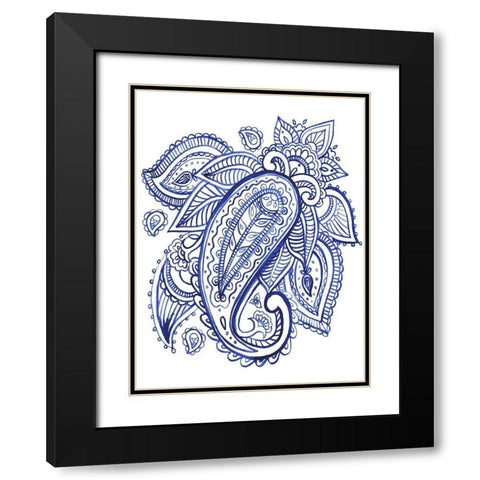 Indigo Paisley IV Black Modern Wood Framed Art Print with Double Matting by Parker, Jennifer Paxton