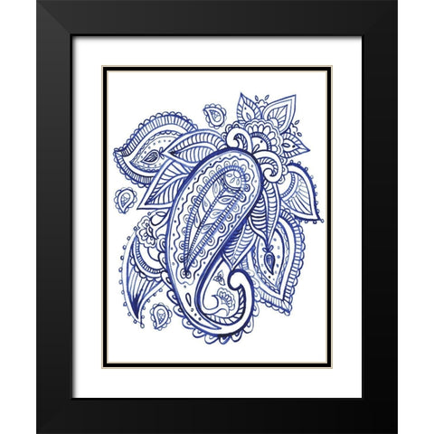 Indigo Paisley IV Black Modern Wood Framed Art Print with Double Matting by Parker, Jennifer Paxton