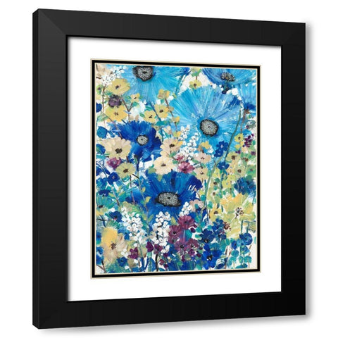 Garden Blues I Black Modern Wood Framed Art Print with Double Matting by OToole, Tim