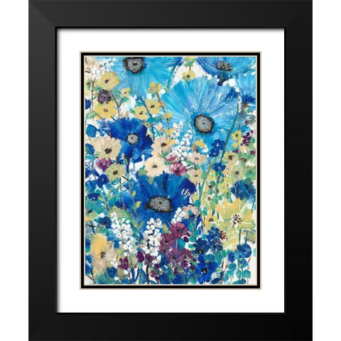 Garden Blues I Black Modern Wood Framed Art Print with Double Matting by OToole, Tim