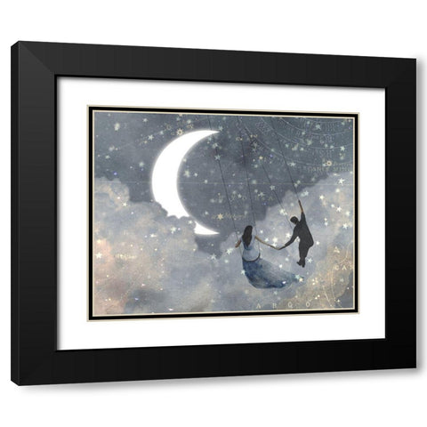 Celestial Love I Black Modern Wood Framed Art Print with Double Matting by Borges, Victoria