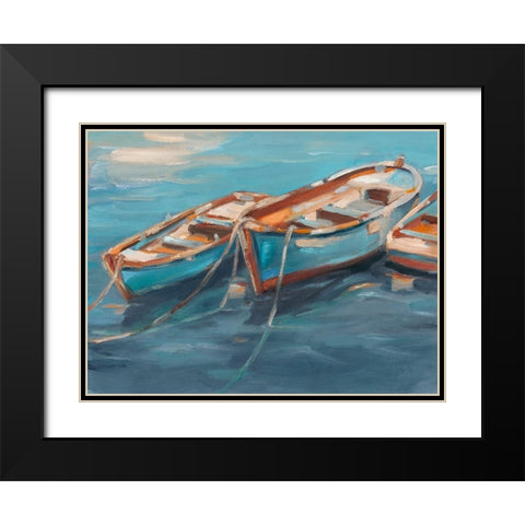 Tethered Row Boats I Black Modern Wood Framed Art Print with Double Matting by Harper, Ethan