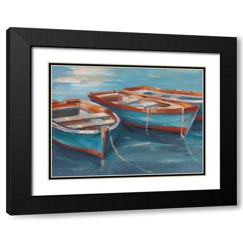Tethered Row Boats II Black Modern Wood Framed Art Print with Double Matting by Harper, Ethan