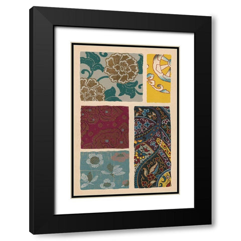 Japanese Textile Design I Black Modern Wood Framed Art Print with Double Matting by Seizan, Ema