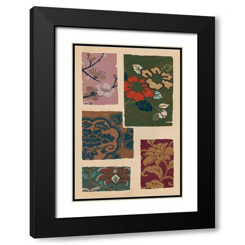 Japanese Textile Design II Black Modern Wood Framed Art Print with Double Matting by Seizan, Ema