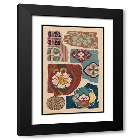 Japanese Textile Design III Black Modern Wood Framed Art Print with Double Matting by Seizan, Ema
