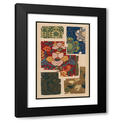 Japanese Textile Design IV Black Modern Wood Framed Art Print with Double Matting by Seizan, Ema