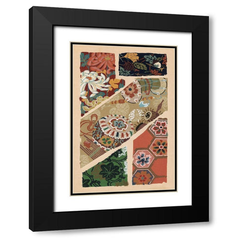 Japanese Textile Design V Black Modern Wood Framed Art Print with Double Matting by Seizan, Ema