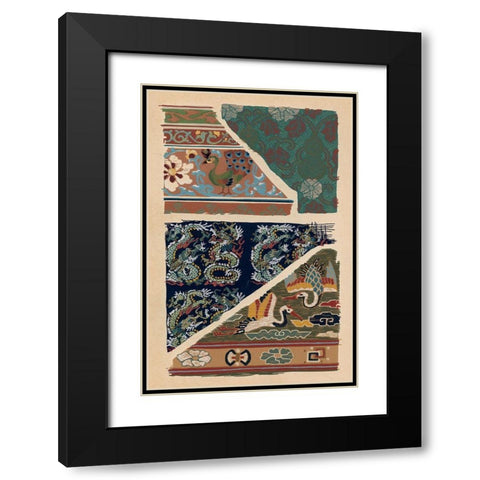 Japanese Textile Design VI Black Modern Wood Framed Art Print with Double Matting by Seizan, Ema