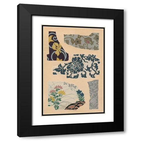 Japanese Textile Design VII Black Modern Wood Framed Art Print with Double Matting by Seizan, Ema
