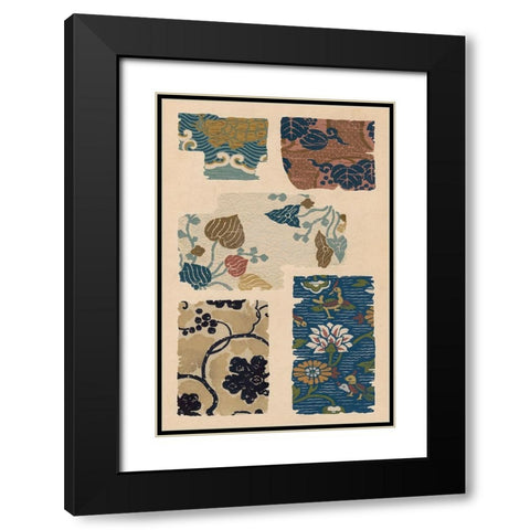 Japanese Textile Design VIII Black Modern Wood Framed Art Print with Double Matting by Seizan, Ema