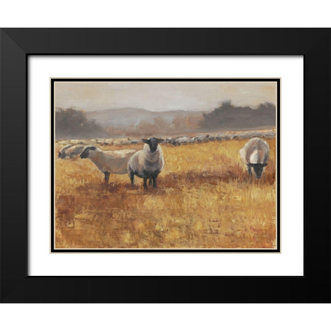 Grazing at Sunset I Black Modern Wood Framed Art Print with Double Matting by Harper, Ethan