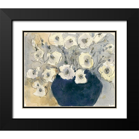 White Blossom Study I Black Modern Wood Framed Art Print with Double Matting by Dixon, Samuel