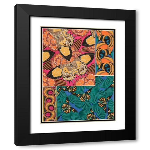 Decorative Butterflies III Black Modern Wood Framed Art Print with Double Matting by Seguy, Eugene