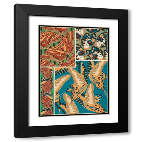 Decorative Butterflies IV Black Modern Wood Framed Art Print with Double Matting by Seguy, Eugene