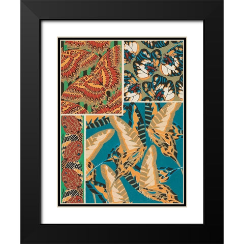Decorative Butterflies IV Black Modern Wood Framed Art Print with Double Matting by Seguy, Eugene