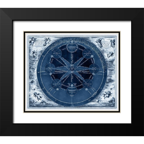 Indigo Planetary Chart Black Modern Wood Framed Art Print with Double Matting by Vision Studio