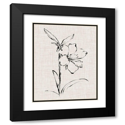Floral Ink Study I Black Modern Wood Framed Art Print with Double Matting by Harper, Ethan