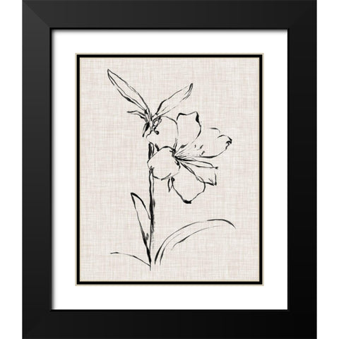 Floral Ink Study I Black Modern Wood Framed Art Print with Double Matting by Harper, Ethan