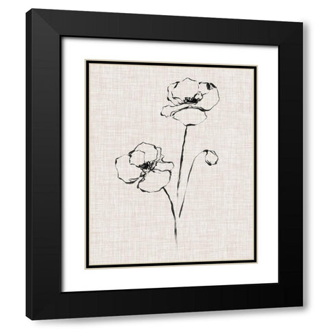Floral Ink Study III Black Modern Wood Framed Art Print with Double Matting by Harper, Ethan