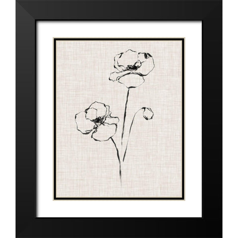 Floral Ink Study III Black Modern Wood Framed Art Print with Double Matting by Harper, Ethan