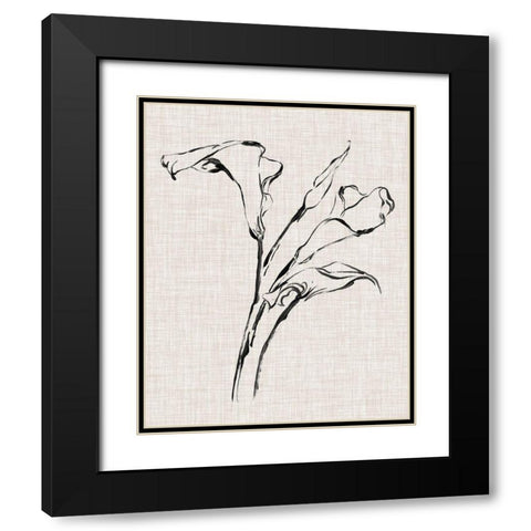 Floral Ink Study IV Black Modern Wood Framed Art Print with Double Matting by Harper, Ethan