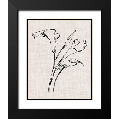 Floral Ink Study IV Black Modern Wood Framed Art Print with Double Matting by Harper, Ethan