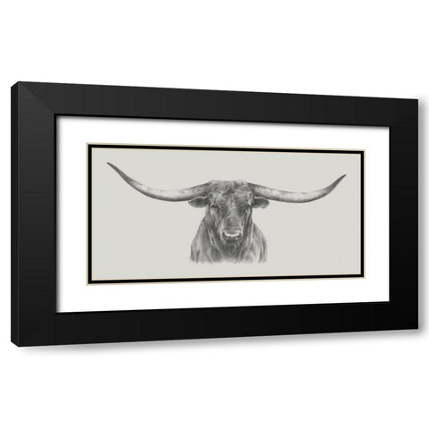 Longhorn Bull Black Modern Wood Framed Art Print with Double Matting by Harper, Ethan