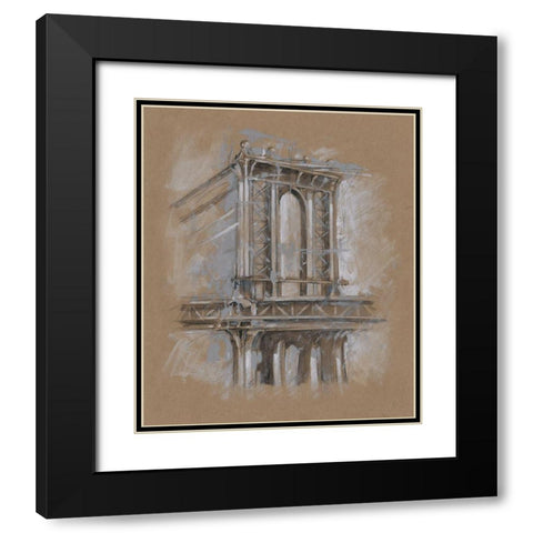 Brushwork Architecture Study IV Black Modern Wood Framed Art Print with Double Matting by Harper, Ethan