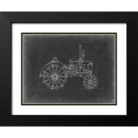 Tractor Blueprint II Black Modern Wood Framed Art Print with Double Matting by Harper, Ethan