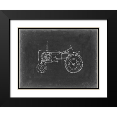 Tractor Blueprint III Black Modern Wood Framed Art Print with Double Matting by Harper, Ethan