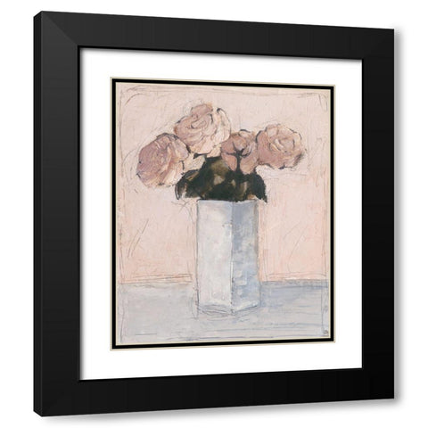 Blush Florals II Black Modern Wood Framed Art Print with Double Matting by Harper, Ethan