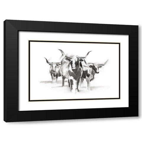 Contemporary Cattle I Black Modern Wood Framed Art Print with Double Matting by Harper, Ethan