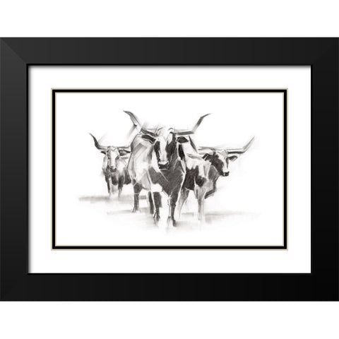 Contemporary Cattle I Black Modern Wood Framed Art Print with Double Matting by Harper, Ethan
