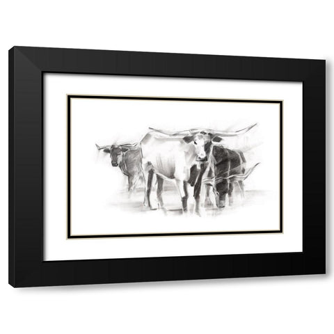 Contemporary Cattle II Black Modern Wood Framed Art Print with Double Matting by Harper, Ethan