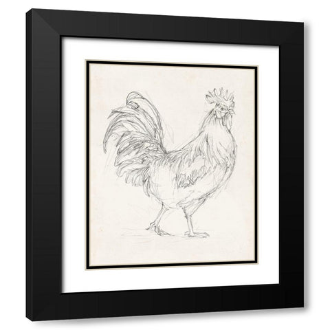 Rooster Sketch I Black Modern Wood Framed Art Print with Double Matting by Harper, Ethan