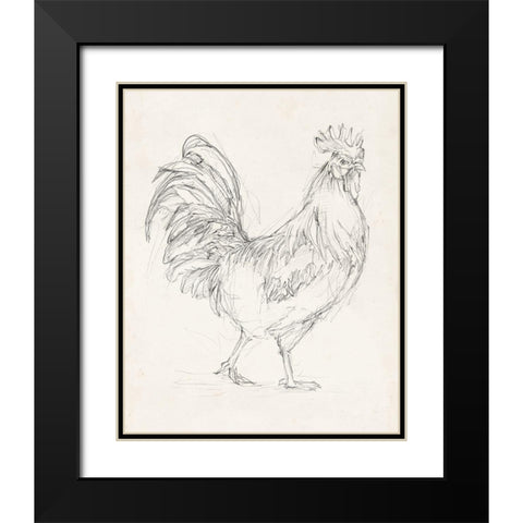 Rooster Sketch I Black Modern Wood Framed Art Print with Double Matting by Harper, Ethan