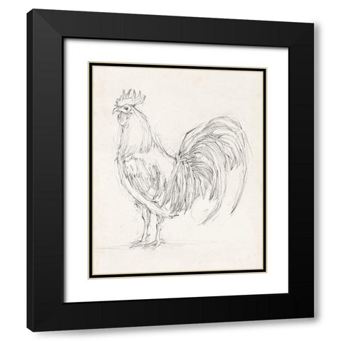 Rooster Sketch II Black Modern Wood Framed Art Print with Double Matting by Harper, Ethan