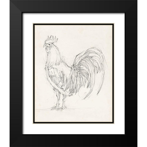Rooster Sketch II Black Modern Wood Framed Art Print with Double Matting by Harper, Ethan